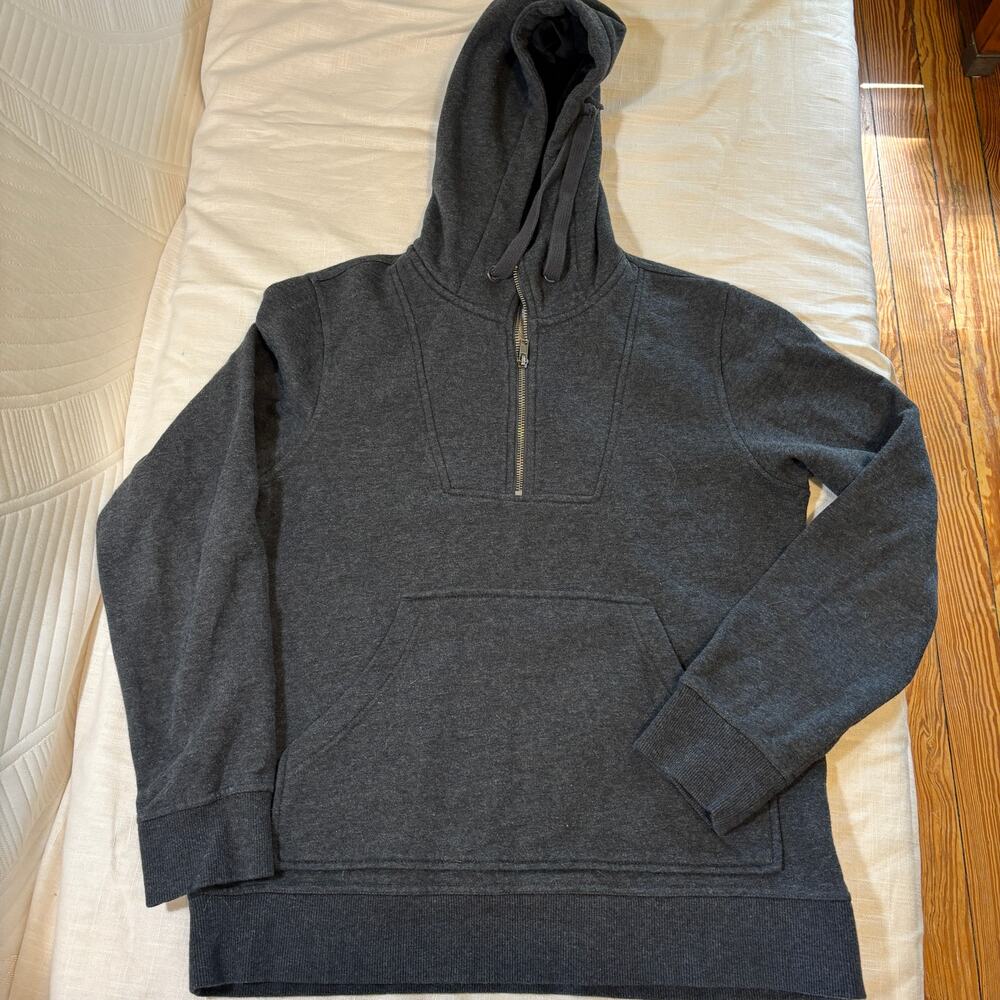 Tunellus Charcoal Gray Quarter Zip Pullover Hoodie Sweatshirt Size Small